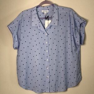 Alex & Jordan Blue Striped Stars Button-Down Shirt